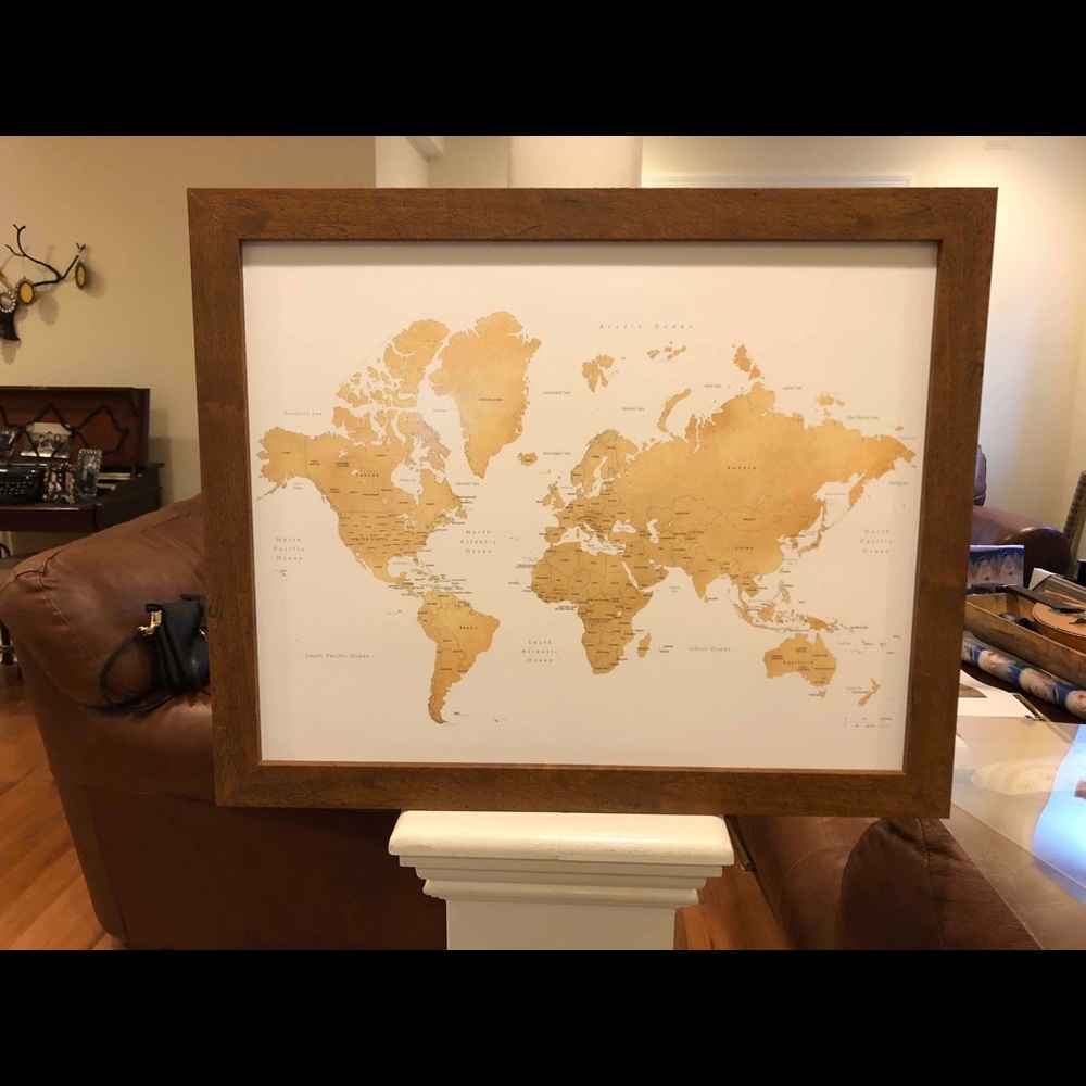 Push pin map/ framed/ new/ handmade